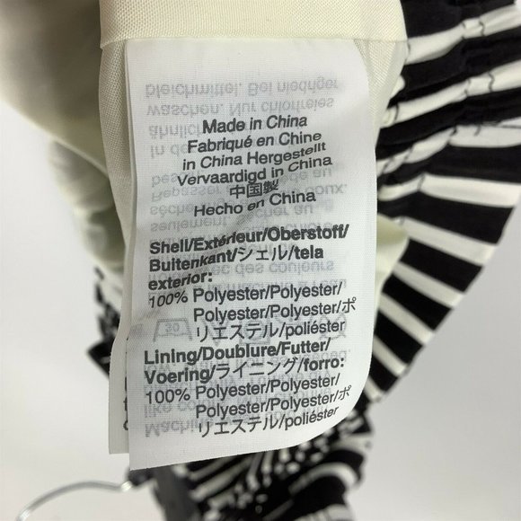 J Crew Women's Size 6 Striped Pleated Skirt Pockets Knee Length Black/White - Picture 5 of 7